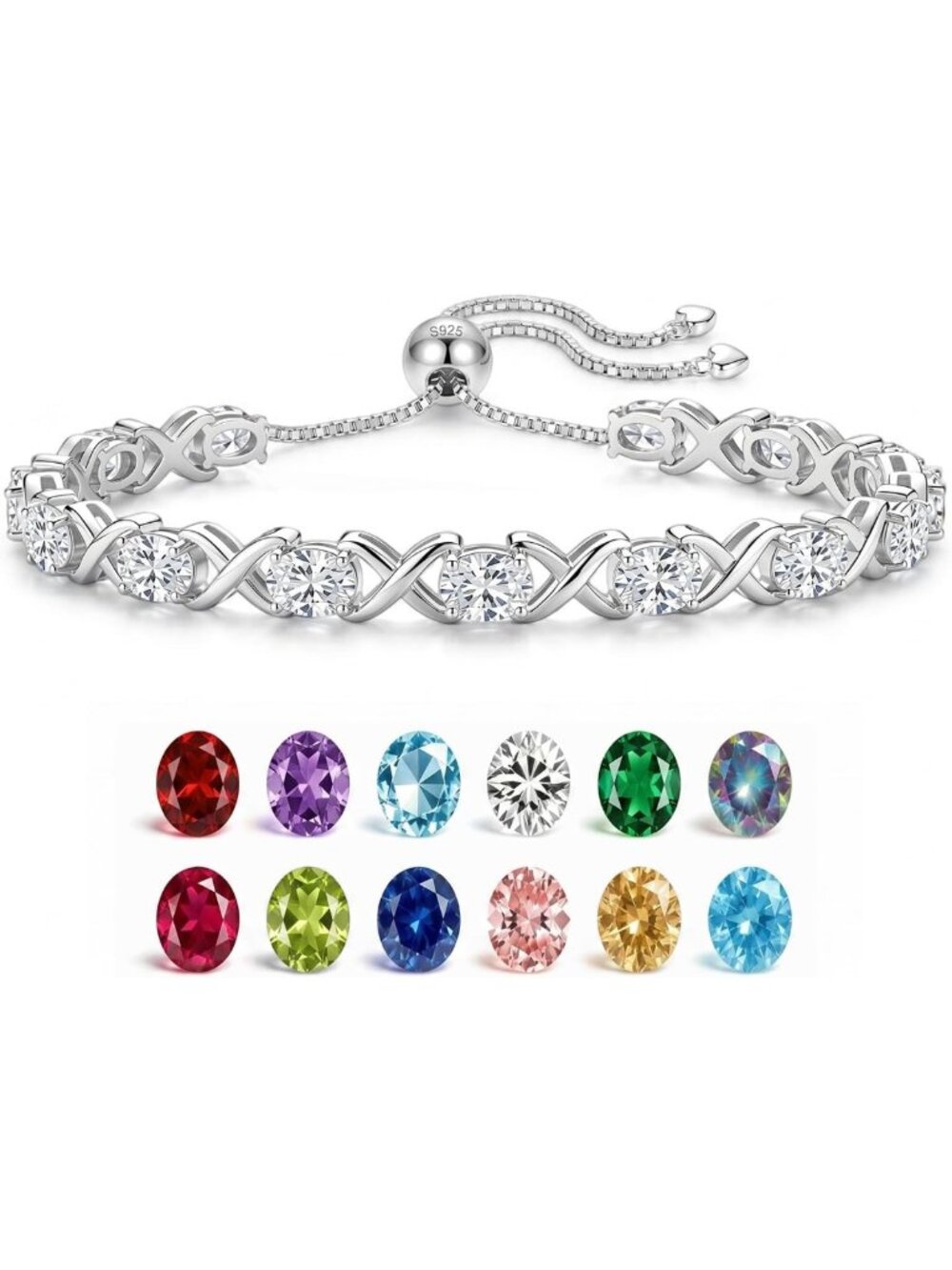Adjustable Sterling Silver Tennis Bracelet - Elegant Women's Jewelry Gift